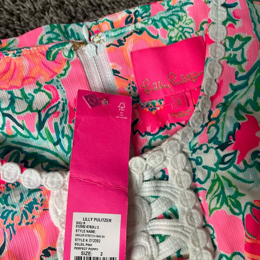 Lilly Pulitzer Ashler Maxi Shift Dress in Soleil Pink/Perfect Poppy NWT Size 2 - Picture 5 of 5